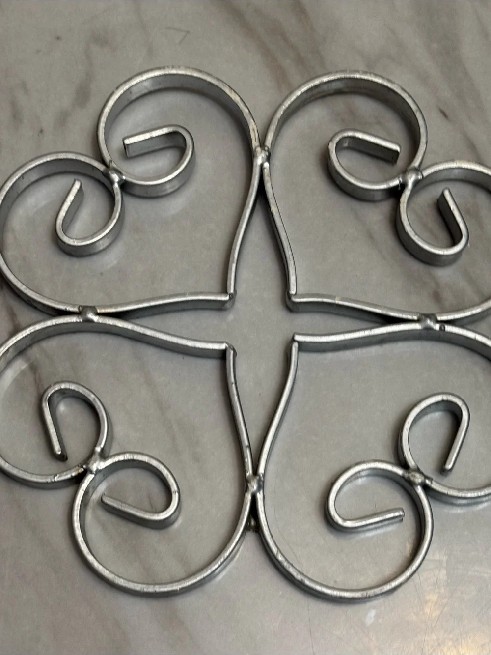 Silver plated heart pattern trivet mid century French table accessory
